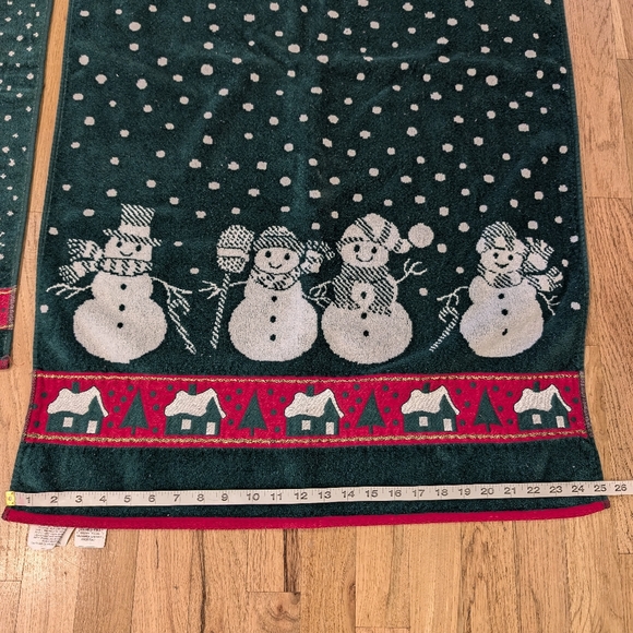 Vintage Bath Towel Set Cecil Saydah Snowmen Christmas Holiday Cotton Soft - Picture 4 of 14